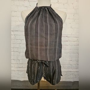 Just Johnson Pinstripe Romper | Gray | Size 0 | EUC | Vintage & Rare